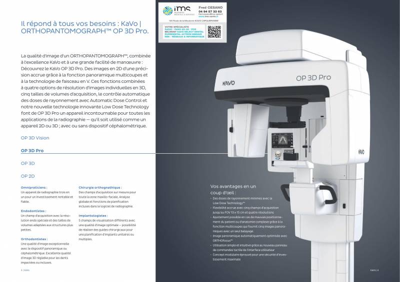 Combiné panoramique / conebeam dentaire KaVo OP 3D PRO